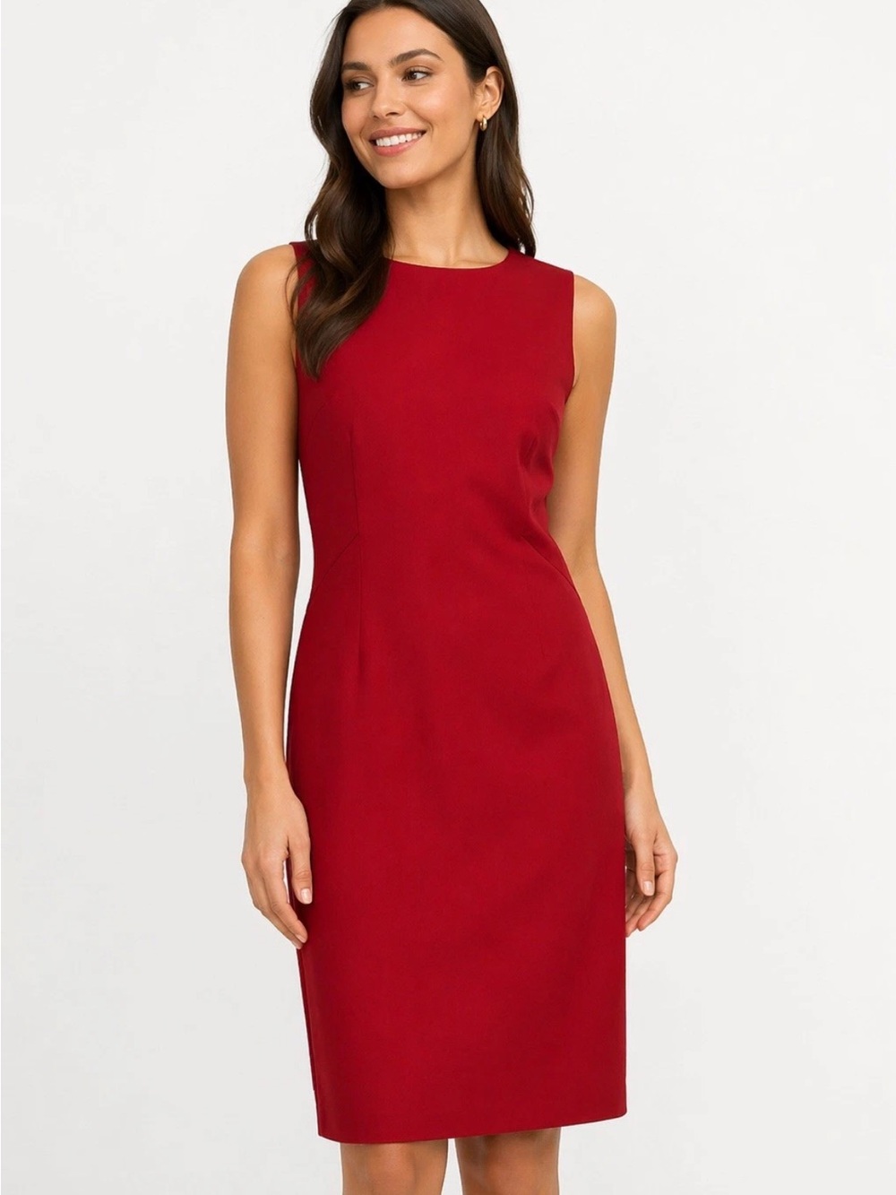 Spanx Perfect Fitted Dress In True Red Sleeveless